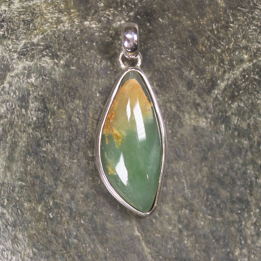Sterling Silver Greenstone Pendant carved from Flower Jade Pounamu - NZ Greenstone