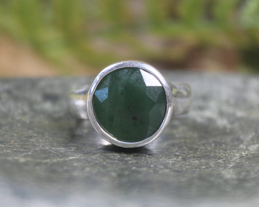 Sterling Silver Kawakawa Pounamu Ring - NZ Greenstone