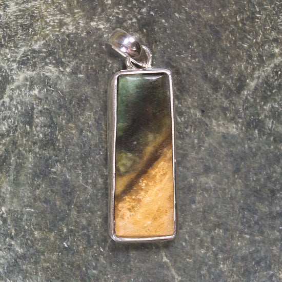 Sterling Silver Greenstone Pendant carved from Flower Jade Pounamu - NZ Greenstone