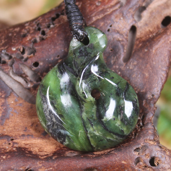 Douglas Creek pounamu hei matau pendant - NZ Greenstone