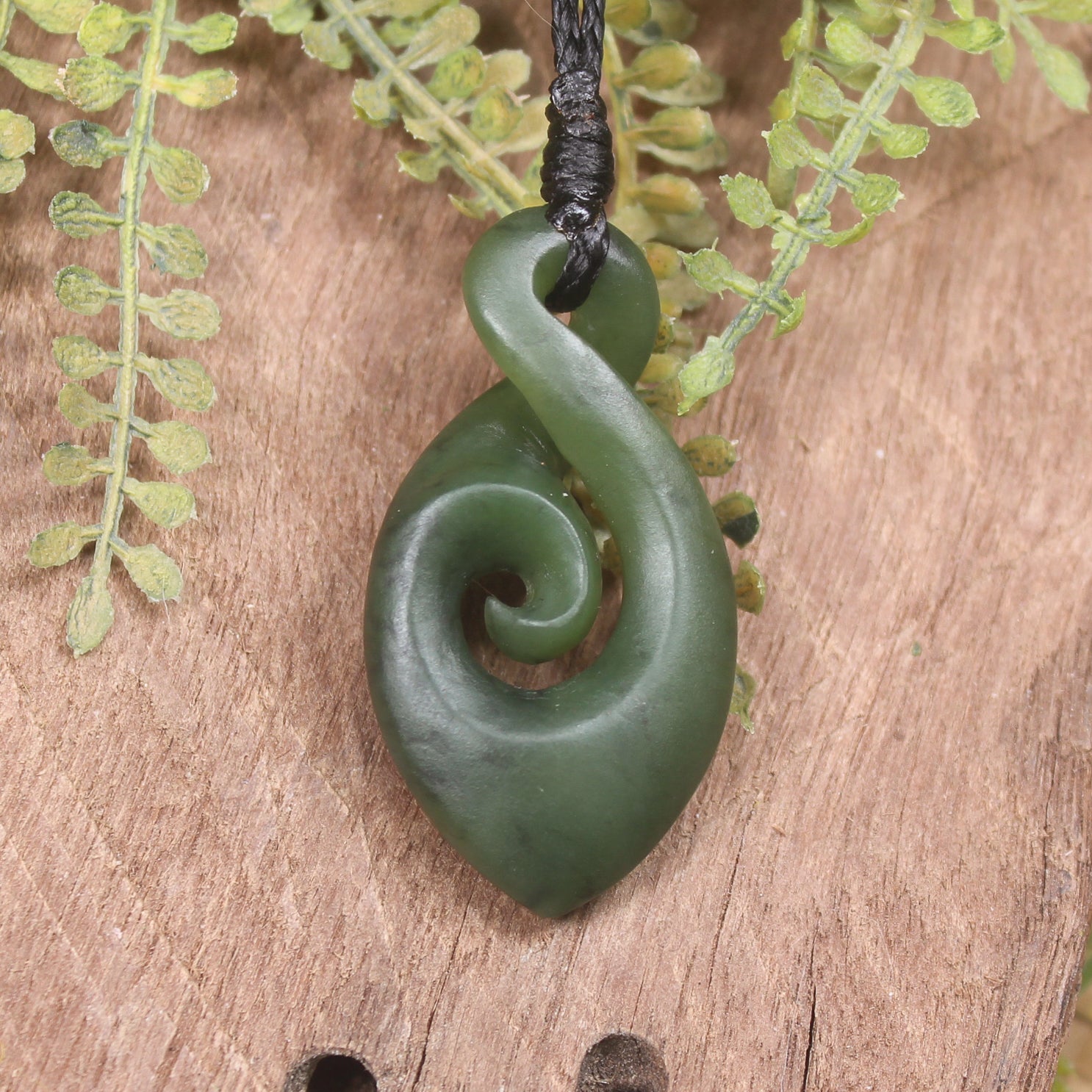 Koru Twist carved from Hapopo Pounamu - NZ Greenstone