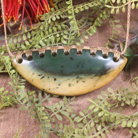 Breastplate or Shield carved from Flower Jade Pounamu - NZ Greenstone