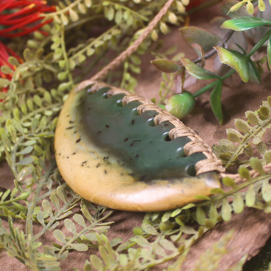 Breastplate or Shield carved from Flower Jade Pounamu - NZ Greenstone