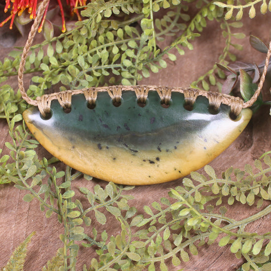 Breastplate or Shield carved from Flower Jade Pounamu - NZ Greenstone