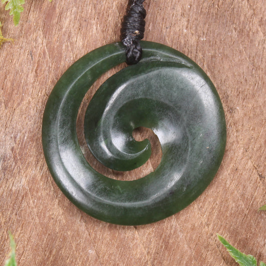 Koru pendant carved from Kawakawa Pounamu - NZ Greenstone