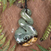 Twist or Pikorua carved from Flower Jade Pounamu - NZ Greenstone