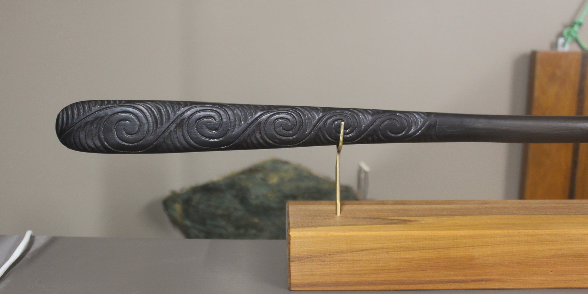 Taiaha with Pounamu Arero