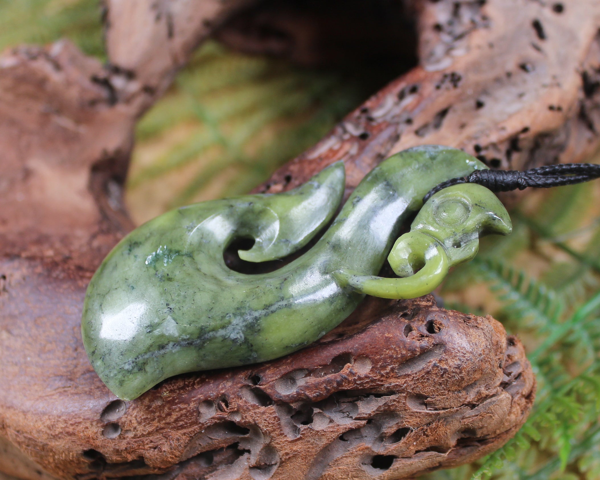 Manaia pendant carved from NZ Serpentine