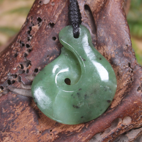 Hei Matau or Fish Hook carved from Hapopo Pounamu - NZ Greenstone