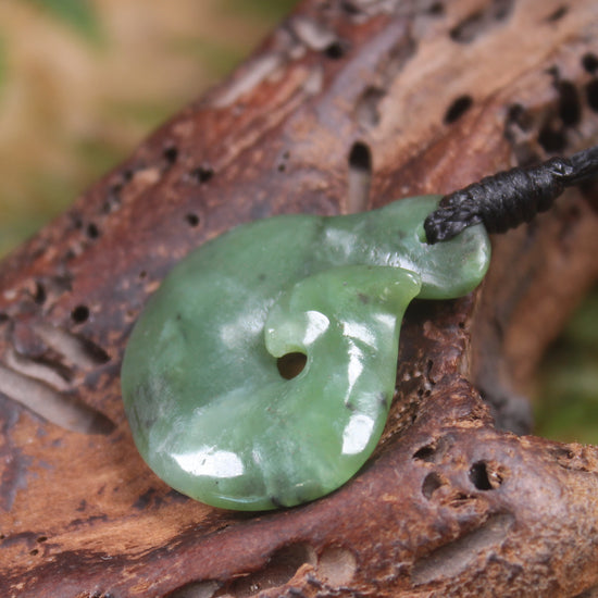 Hei Matau or Fish Hook carved from Hapopo Pounamu - NZ Greenstone