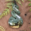Twist or Pikorua carved from Flower Jade Pounamu - NZ Greenstone