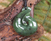 Hei Matau or Fish Hook carved from Hapopo Pounamu - NZ Greenstone