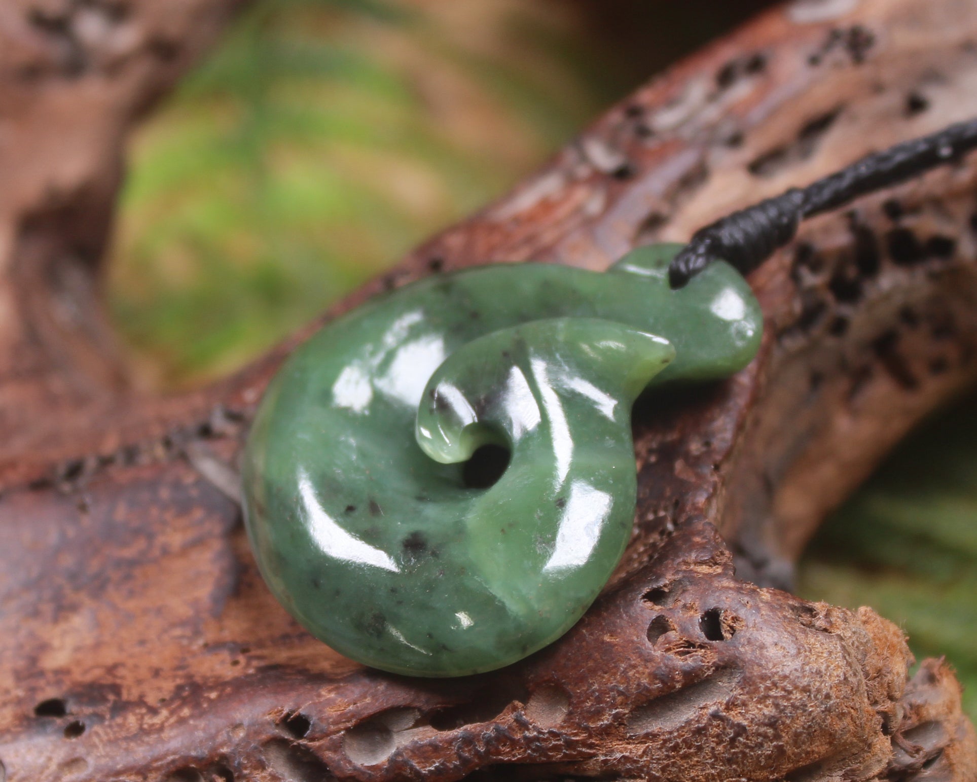 Hei Matau or Fish Hook carved from Hapopo Pounamu - NZ Greenstone
