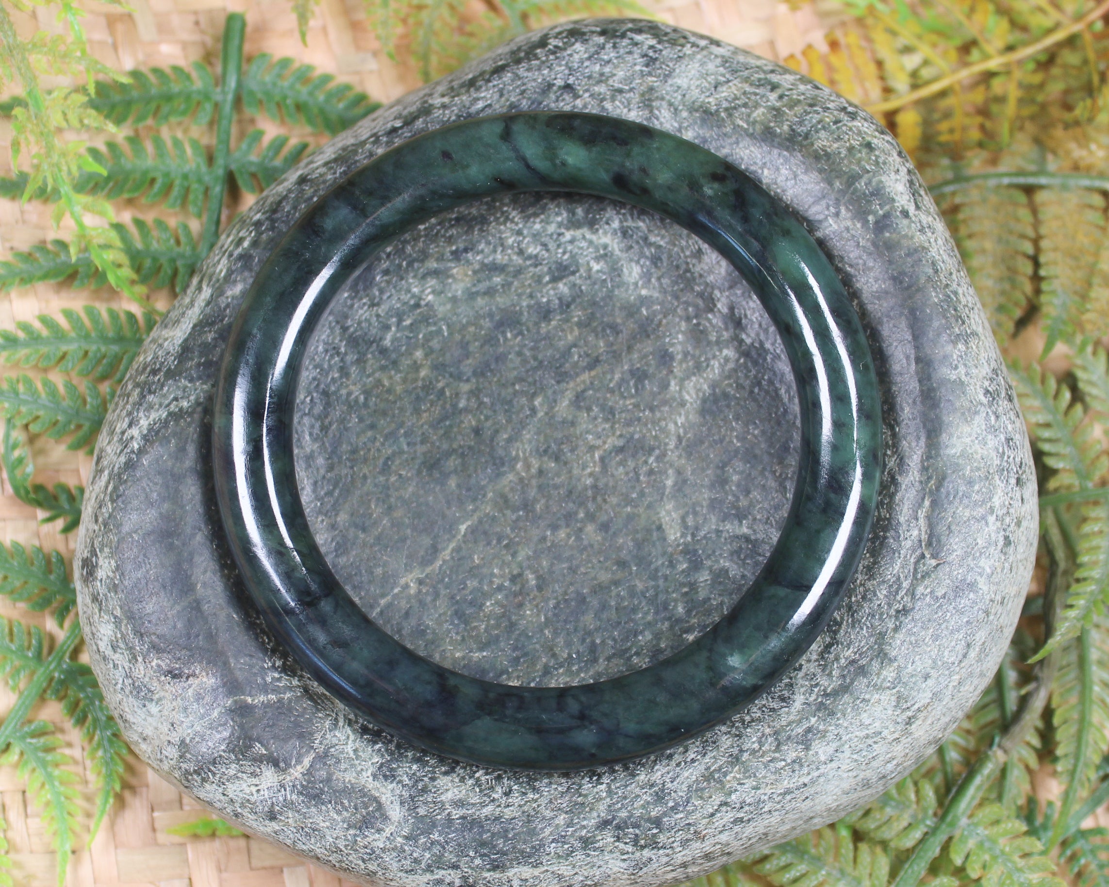 Bangle carved from Rimu Pounamu - NZ Greenstone