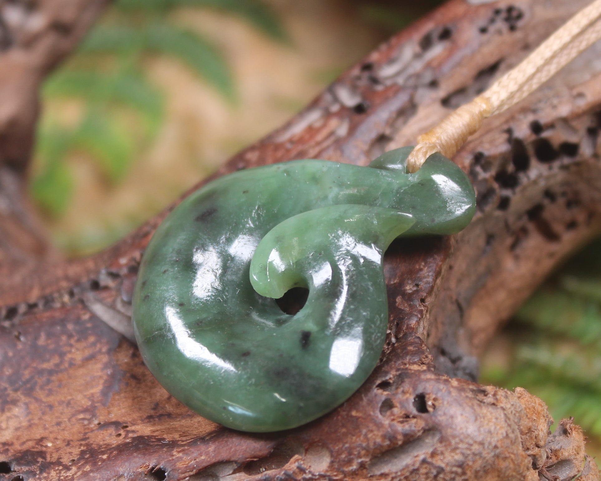 Hei Matau or Fish Hook carved from Hapopo Pounamu - NZ Greenstone