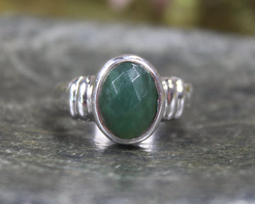 Sterling Silver Kawakawa Pounamu Ring - NZ Greenstone