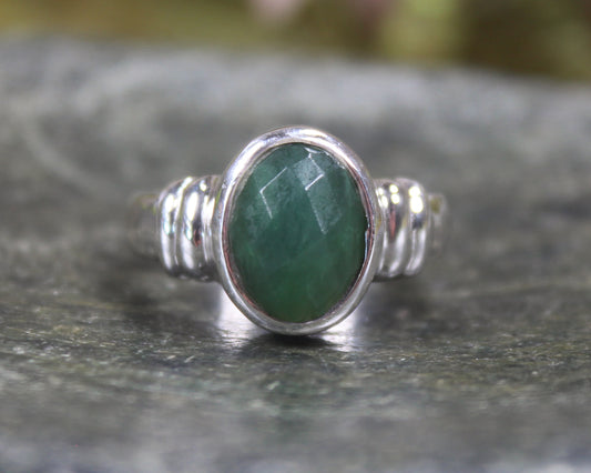 Sterling Silver Kawakawa Pounamu Ring - NZ Greenstone