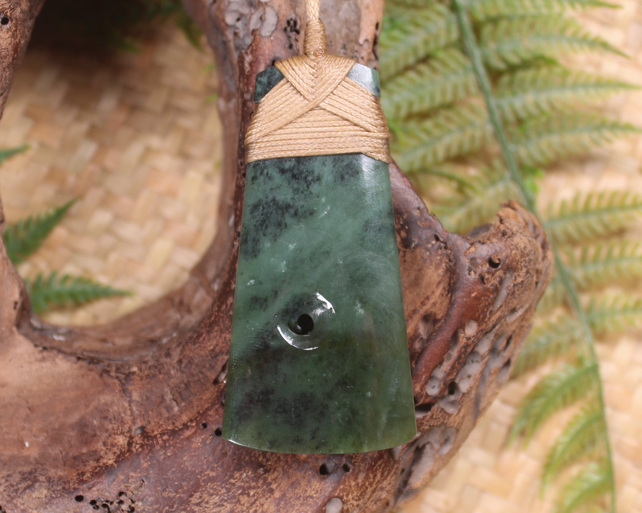 Toki or Adze with Koru Pendant carved from Rimu Pounamu - NZ Greenstone