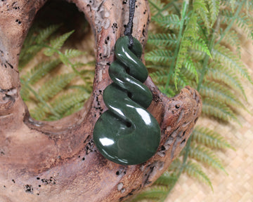 Twist carved from Rimu Pounamu - NZ Greenstone