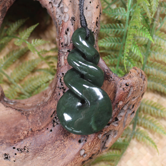 Twist carved from Rimu Pounamu - NZ Greenstone