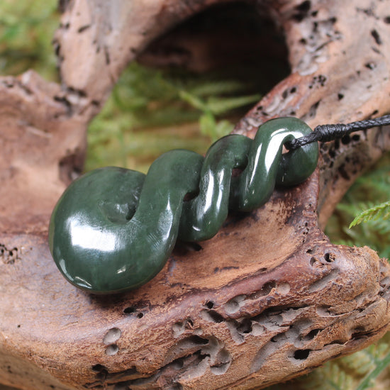 Twist carved from Rimu Pounamu - NZ Greenstone