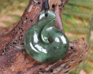 Hei Matau or Fish Hook carved from Hapopo Pounamu - NZ Greenstone