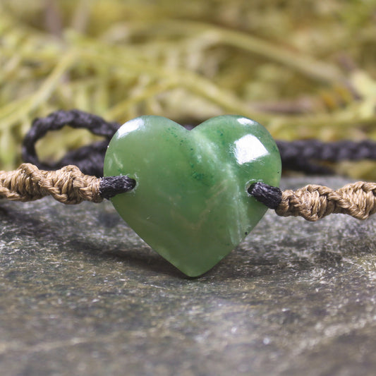 Adjustable cord bracelet with Hapopo Pounamu