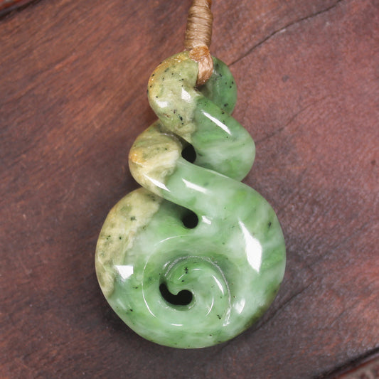 Twist or Pikorua carved from Hapopo Pounamu - NZ Greenstone
