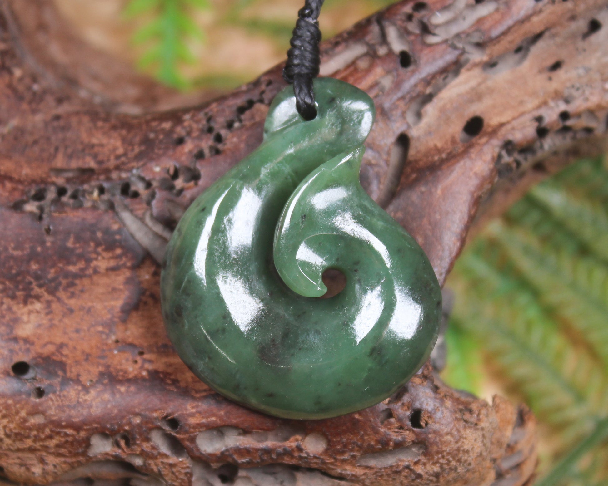 Hei Matau or Fish Hook carved from Hapopo Pounamu - NZ Greenstone