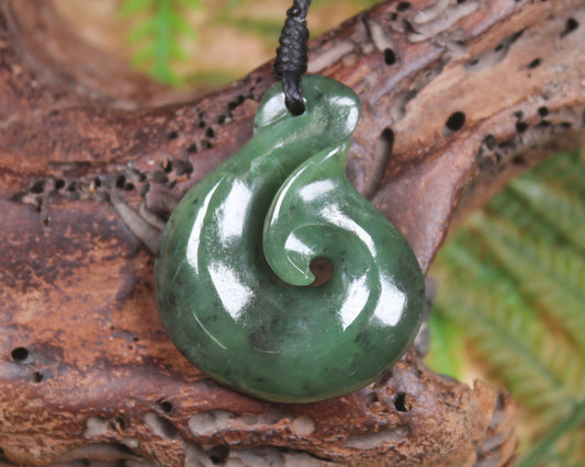 Hei Matau or Fish Hook carved from Hapopo Pounamu - NZ Greenstone
