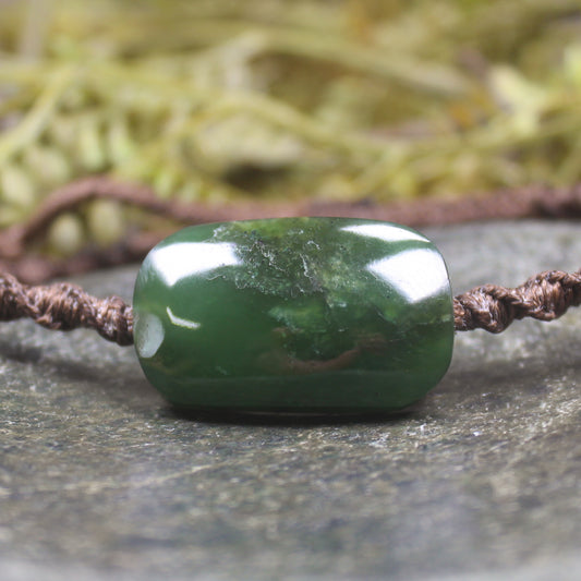 NZ Greenstone Adjustable Cord Bracelet (BN523) Kawakawa Pounamu