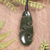 Roimata or Teardop with Koru carved from Rimu Pounamu - NZ Greenstone