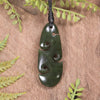 Roimata or Teardop with Koru carved from Rimu Pounamu - NZ Greenstone