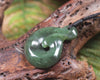 Hei Matau or Fish Hook carved from Hapopo Pounamu - NZ Greenstone