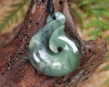 Hei Matau or Fish Hook carved from Hapopo Pounamu - NZ Greenstone