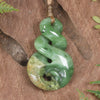 Twist or Pikorua carved from Flower Jade Pounamu - NZ Greenstone