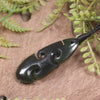 Roimata or Teardop with Koru carved from Rimu Pounamu - NZ Greenstone