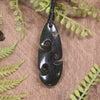 Roimata or Teardop with Koru carved from Rimu Pounamu - NZ Greenstone