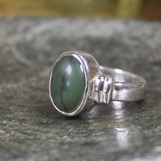 Sterling Silver Hapopo Pounamu Ring - NZ Greenstone