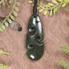Roimata or Teardop with Koru carved from Rimu Pounamu - NZ Greenstone