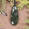 Roimata or Teardop with Koru carved from Rimu Pounamu - NZ Greenstone