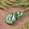 Twist or Pikorua carved from Flower Jade Pounamu - NZ Greenstone