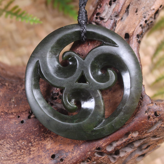 Koru carved from Rimu Pounamu - NZ Greenstone