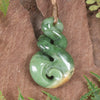 Twist or Pikorua carved from Flower Jade Pounamu - NZ Greenstone