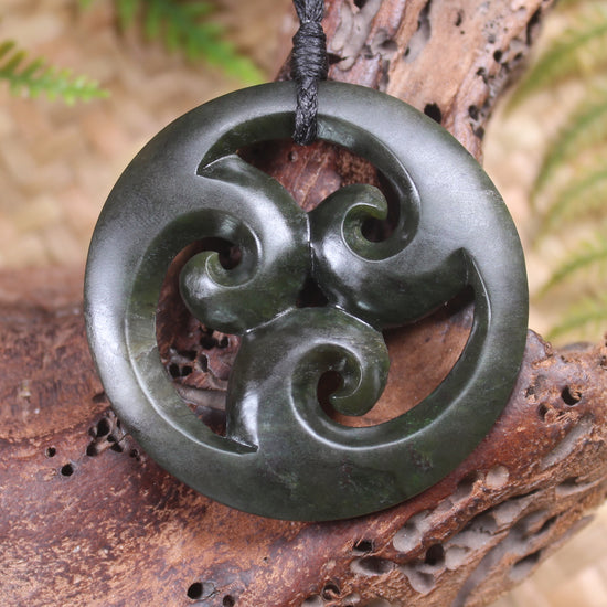 Koru carved from Rimu Pounamu - NZ Greenstone