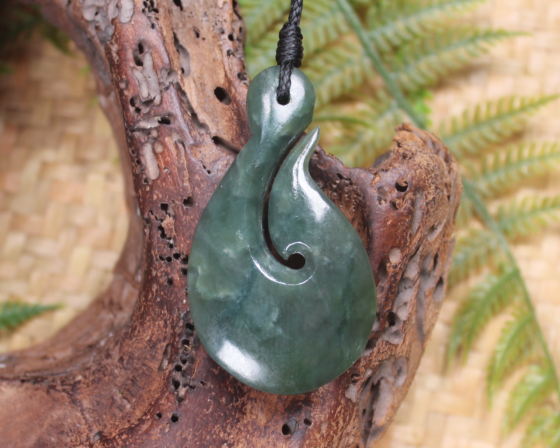 Hei Matau carved from Inanga Pounamu - NZ Greenstone