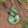 Twist or Pikorua carved from Flower Jade Pounamu - NZ Greenstone