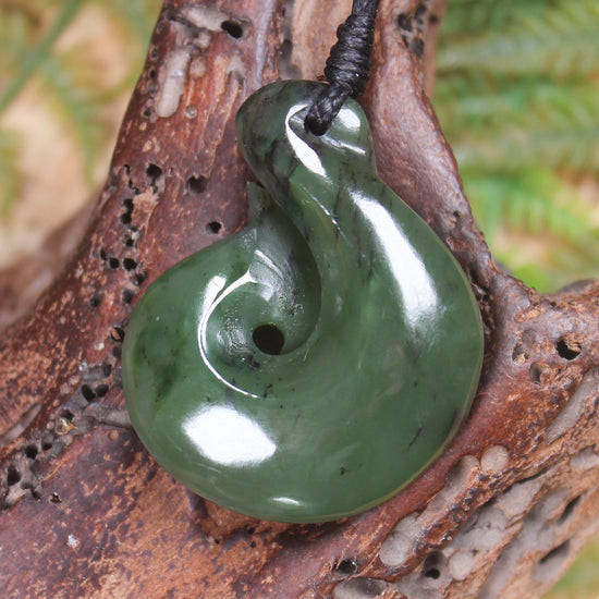 Rimu Pounamu Hei Matau Pendant