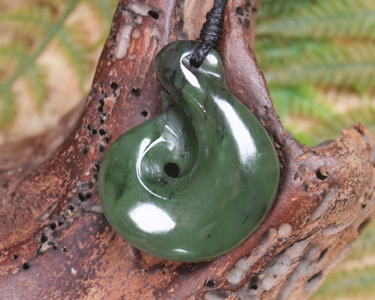 Rimu Pounamu Hei Matau Pendant