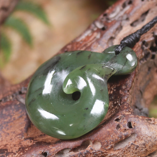Rimu Pounamu Hei Matau Pendant